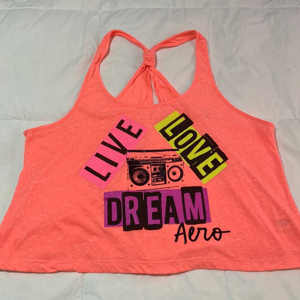 Aeropostal Coral Open Split Back Tank Top